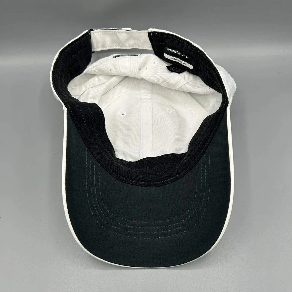 Nike Golf Hat Men White Black Fontainebleau‎ Embroidered Strap Back Cap